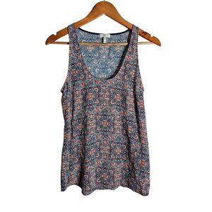 Joie Womens XS Sleeveless Silk Tank Top Paisley Floral Pattern Blue & Pink